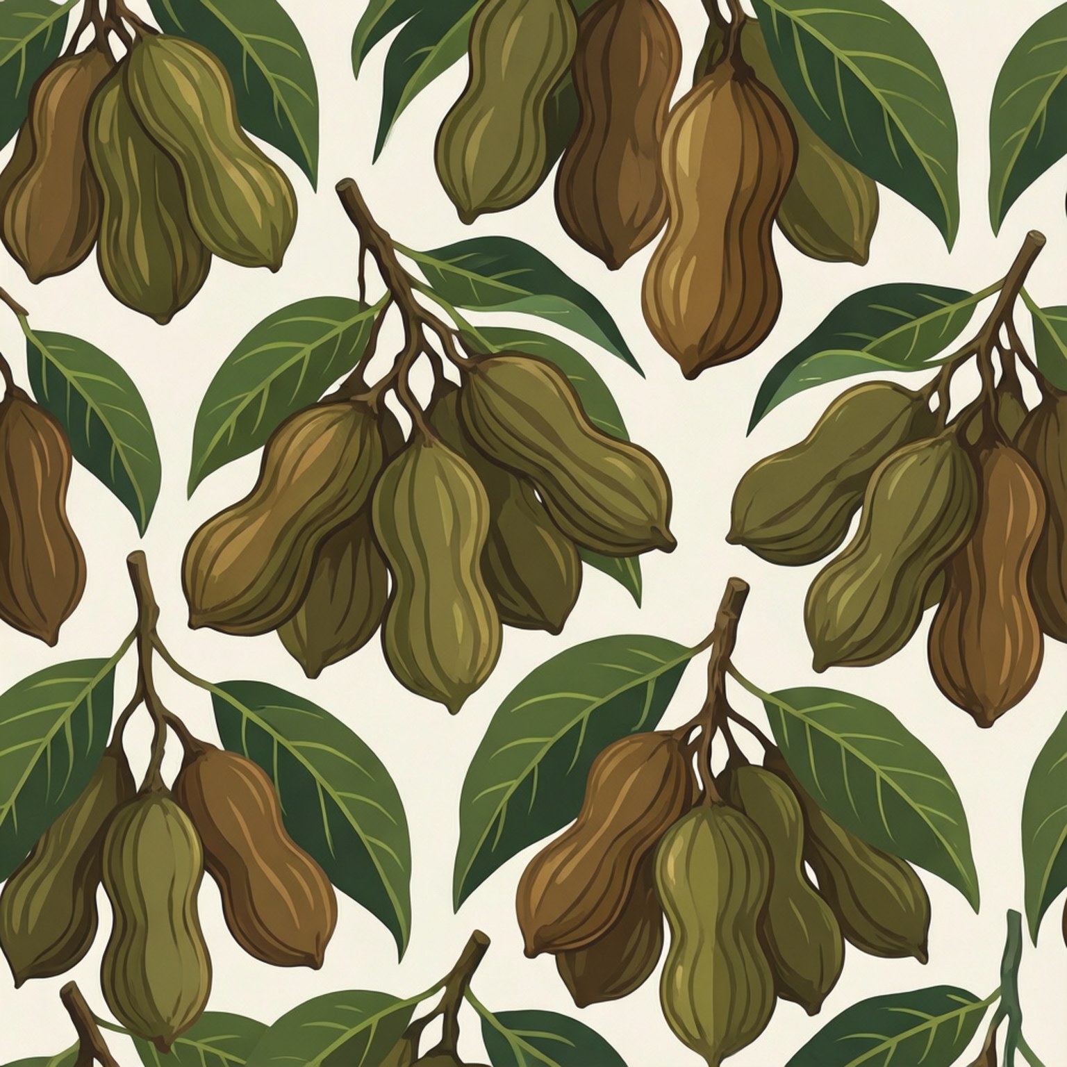 Tamarind Pattern Tile, tamarind pods, leaves, HD Desktop Wallpaper