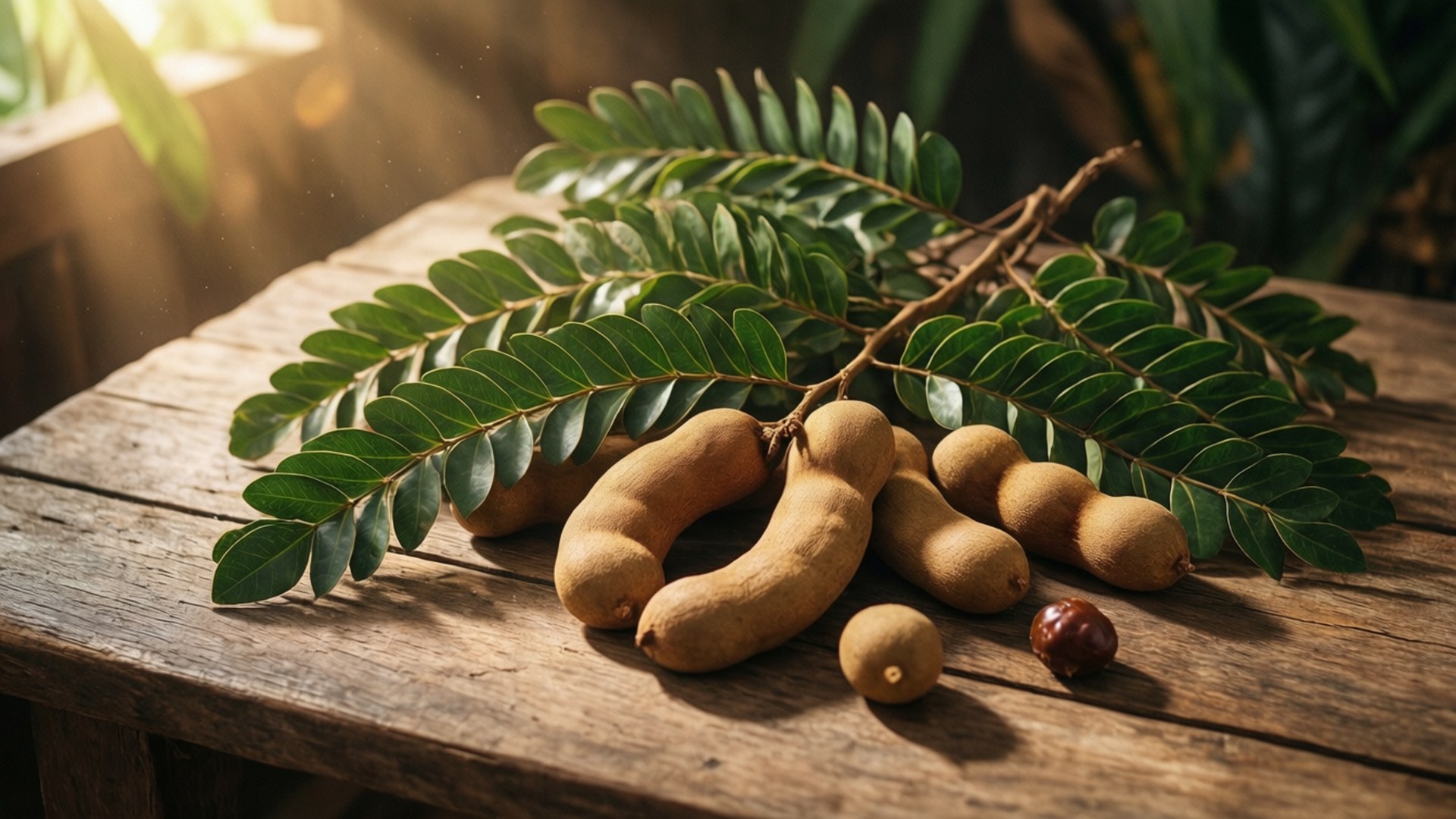 Tamarind, wooden table, warm sunlight, Full HD Desktop Wallpaper