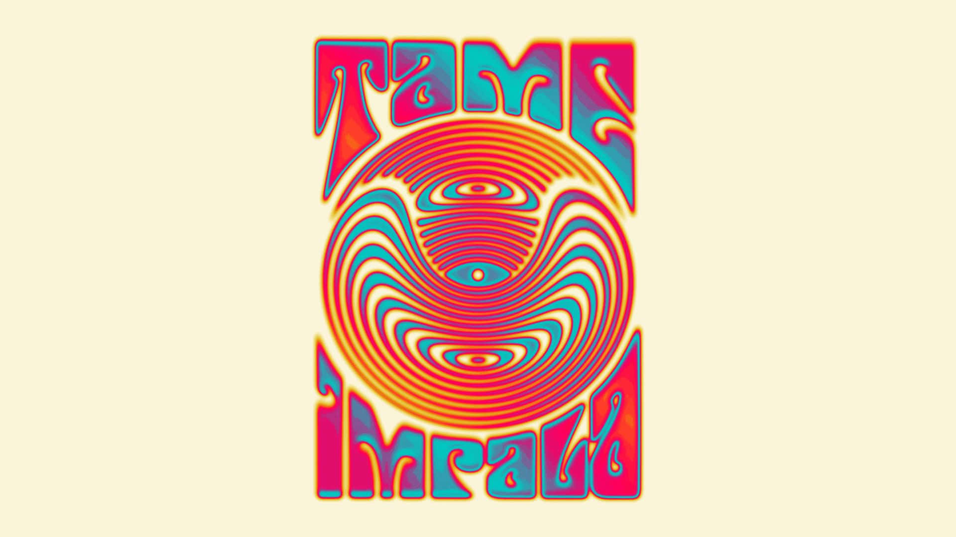 Tame Impala, psychedelic logo, swirling red and teal concentric patterns, Full HD Desktop Wallpaper