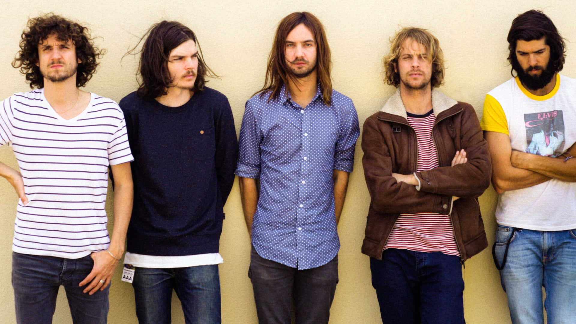 Tame Impala, band members, beige wall, Full HD Desktop Wallpaper