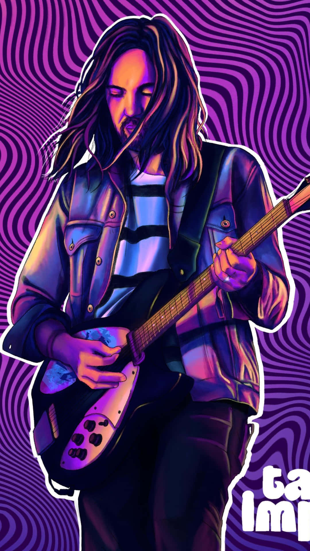 Tame Impala, purple electric guitar, hypnotic purple and black swirling background, Full HD Phone Wallpaper