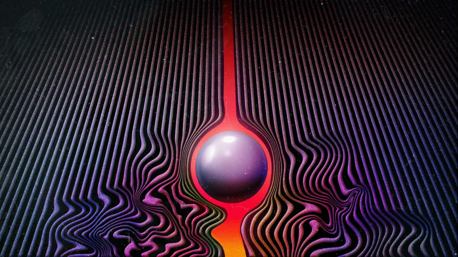 Tame Impala, glowing purple sphere, radiant red and purple wavy lines, Full HD Desktop Wallpaper