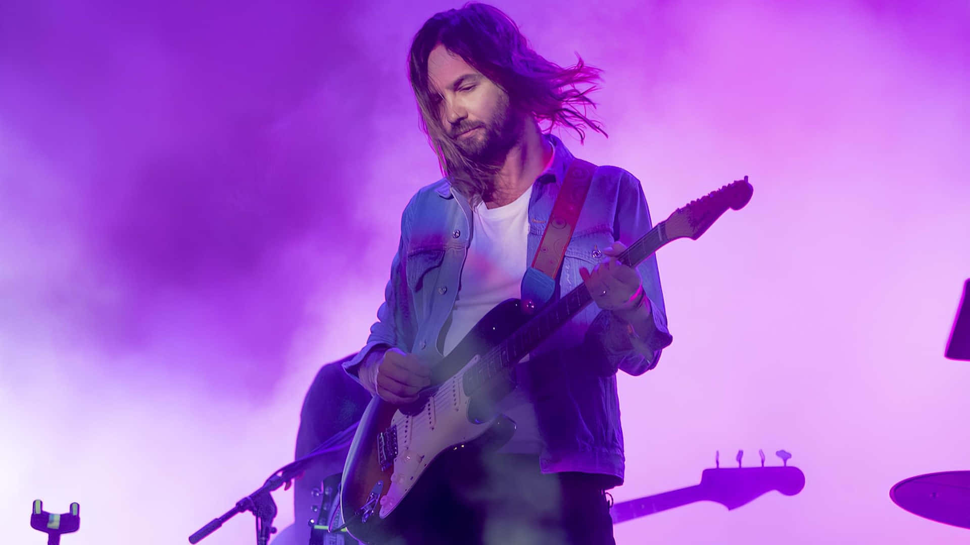 Tame Impala, bearded guitarist, long hair, Full HD Desktop Wallpaper