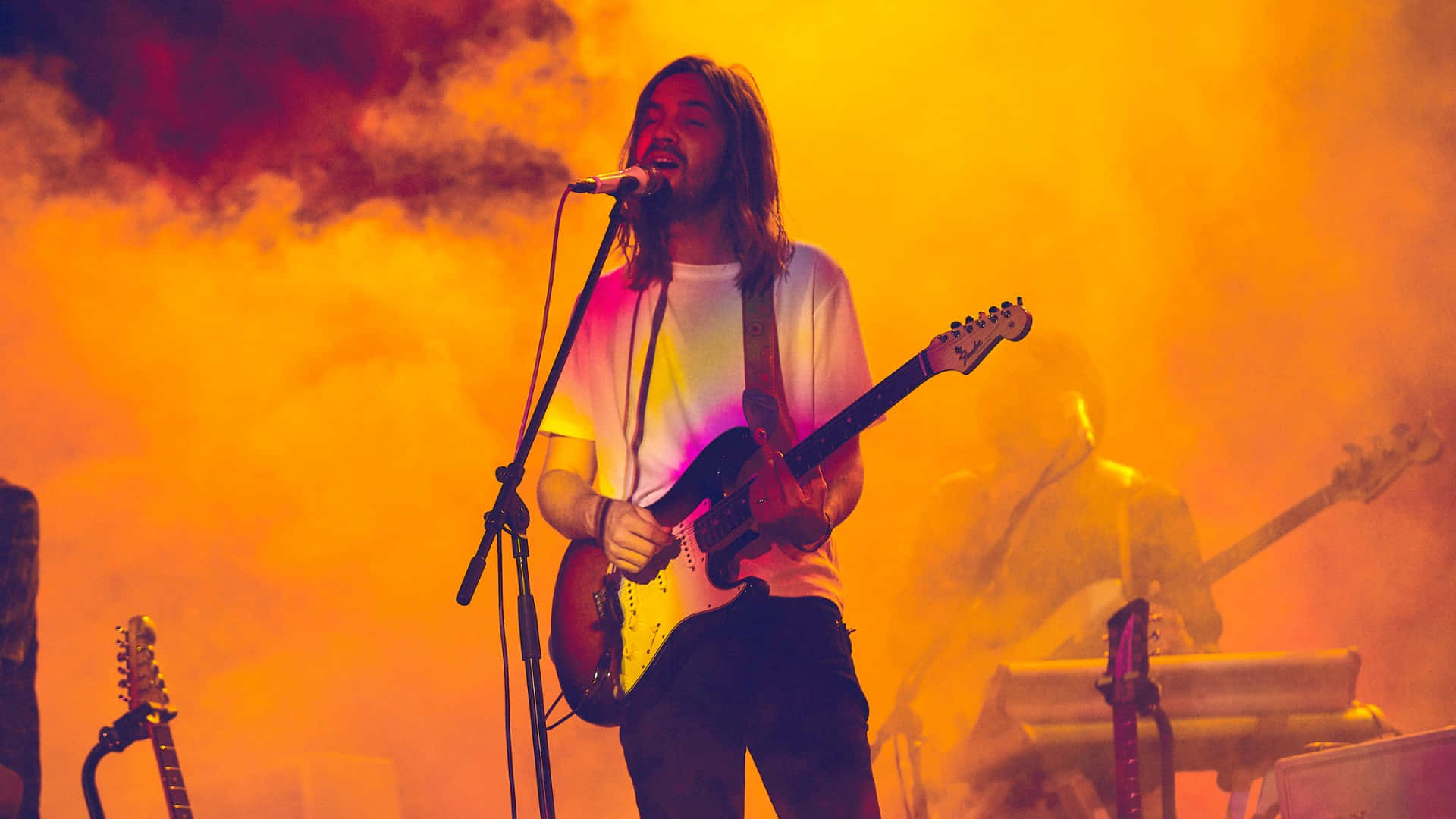 Tame Impala, guitarist, long hair, Full HD Desktop Wallpaper