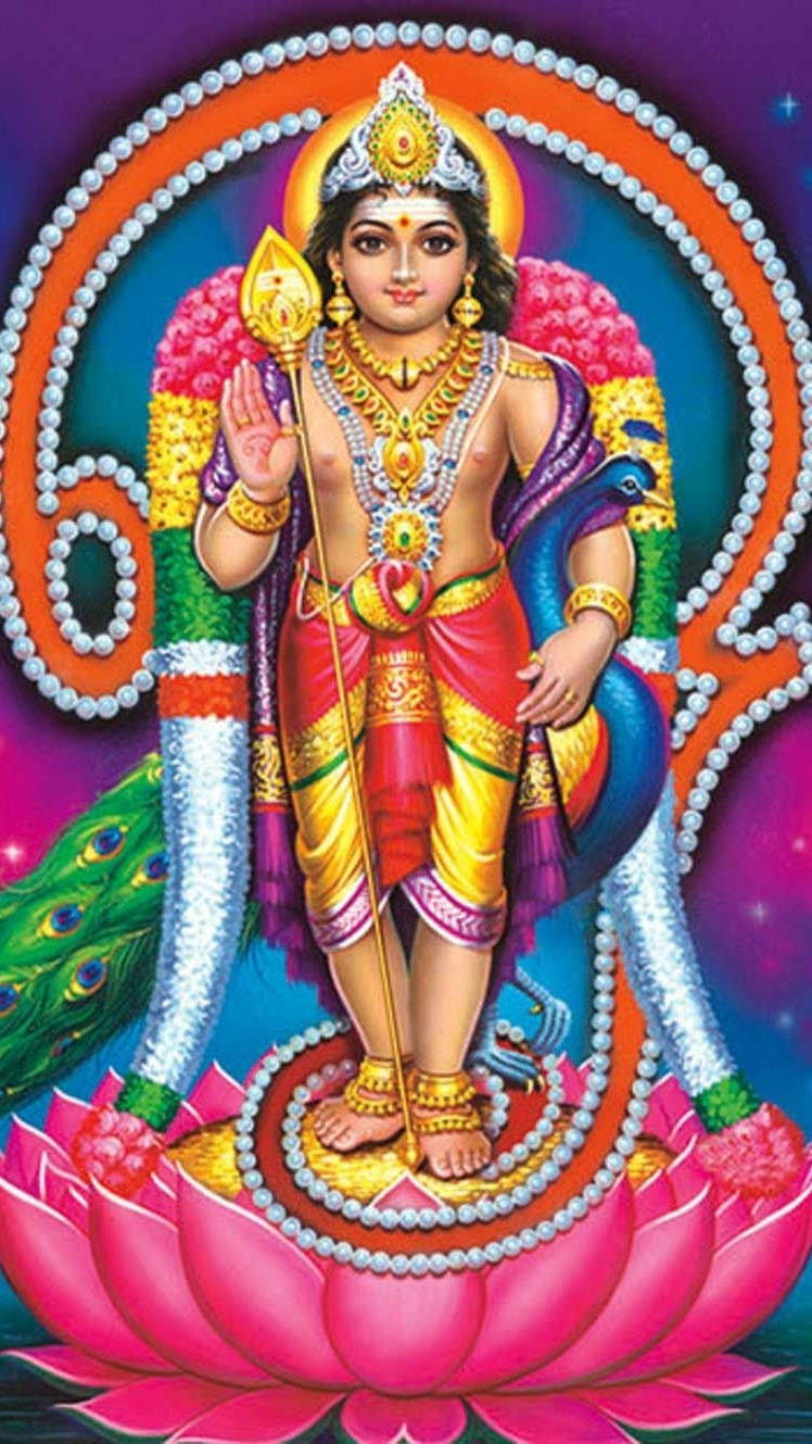 Tamil God, pink lotus, golden weapon, HD Phone Wallpaper