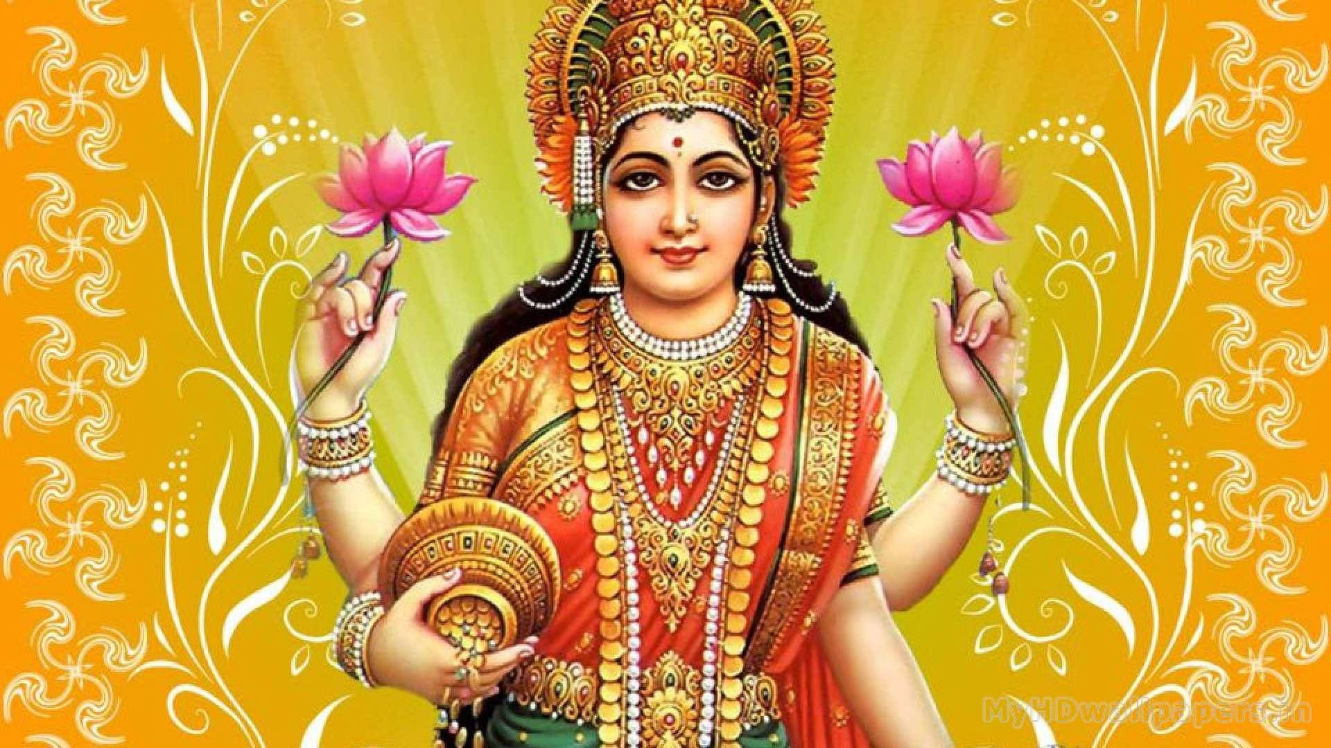 Tamil God, golden jewelry, red-orange attire, Full HD Desktop Wallpaper