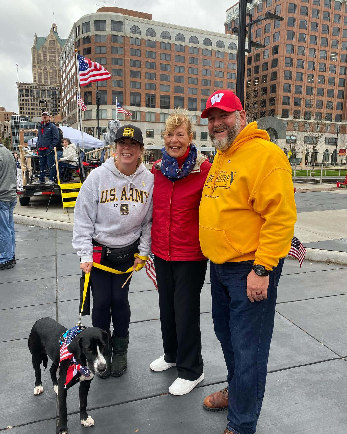 Tammy Baldwin, American flags, city plaza, HD Phone Wallpaper