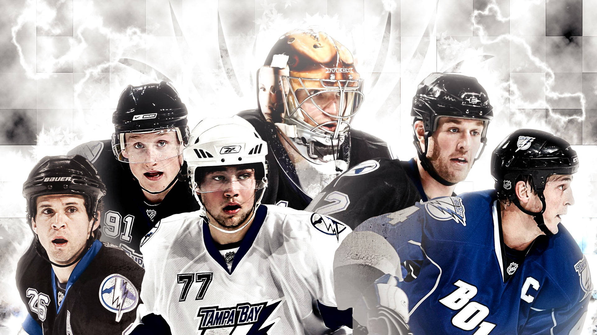 Tampa Bay Lightning, hockey players, action poses, Full HD Desktop Wallpaper