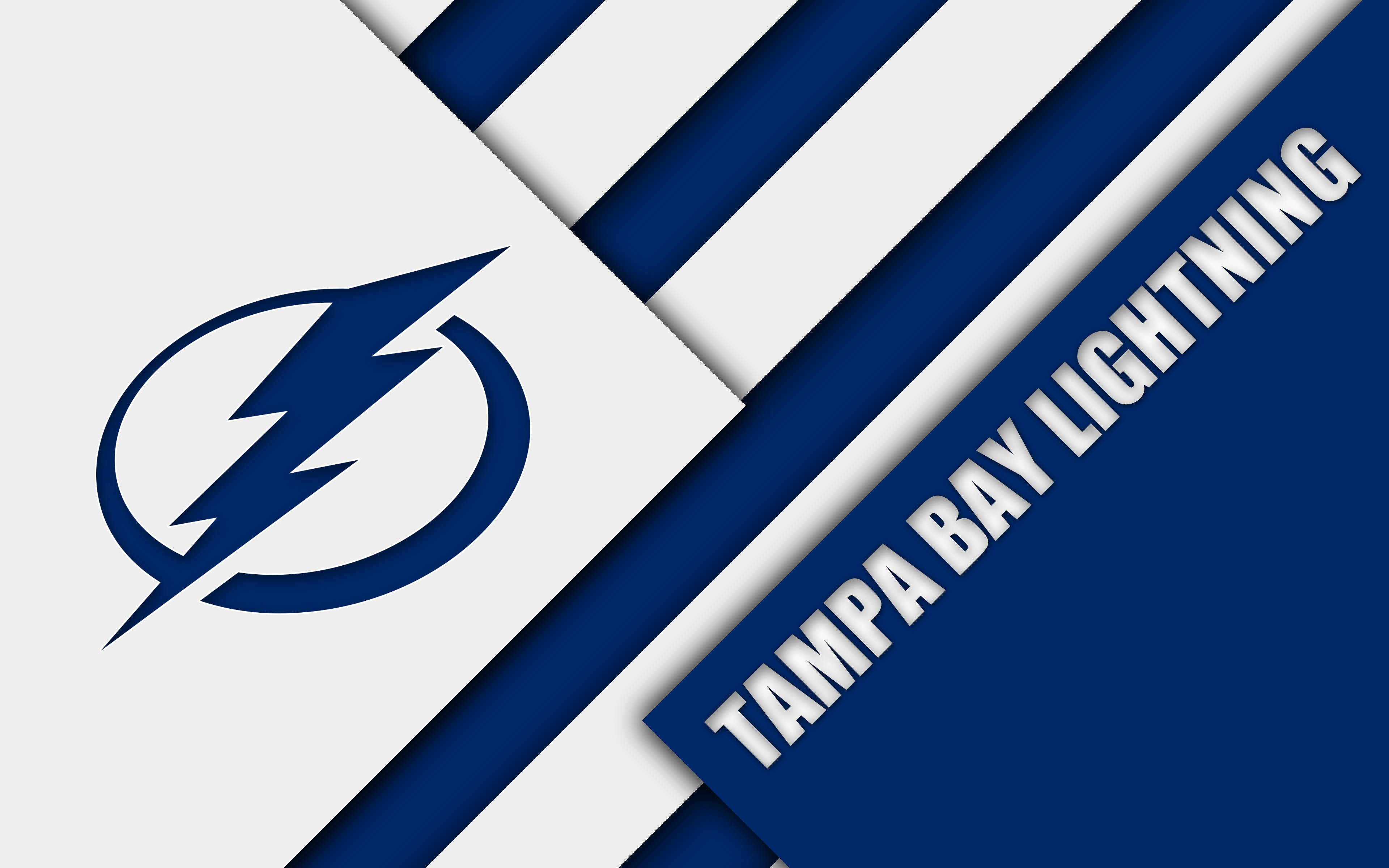Tampa Bay Lightning, blue and white, diagonal stripes, 4K Desktop Wallpaper