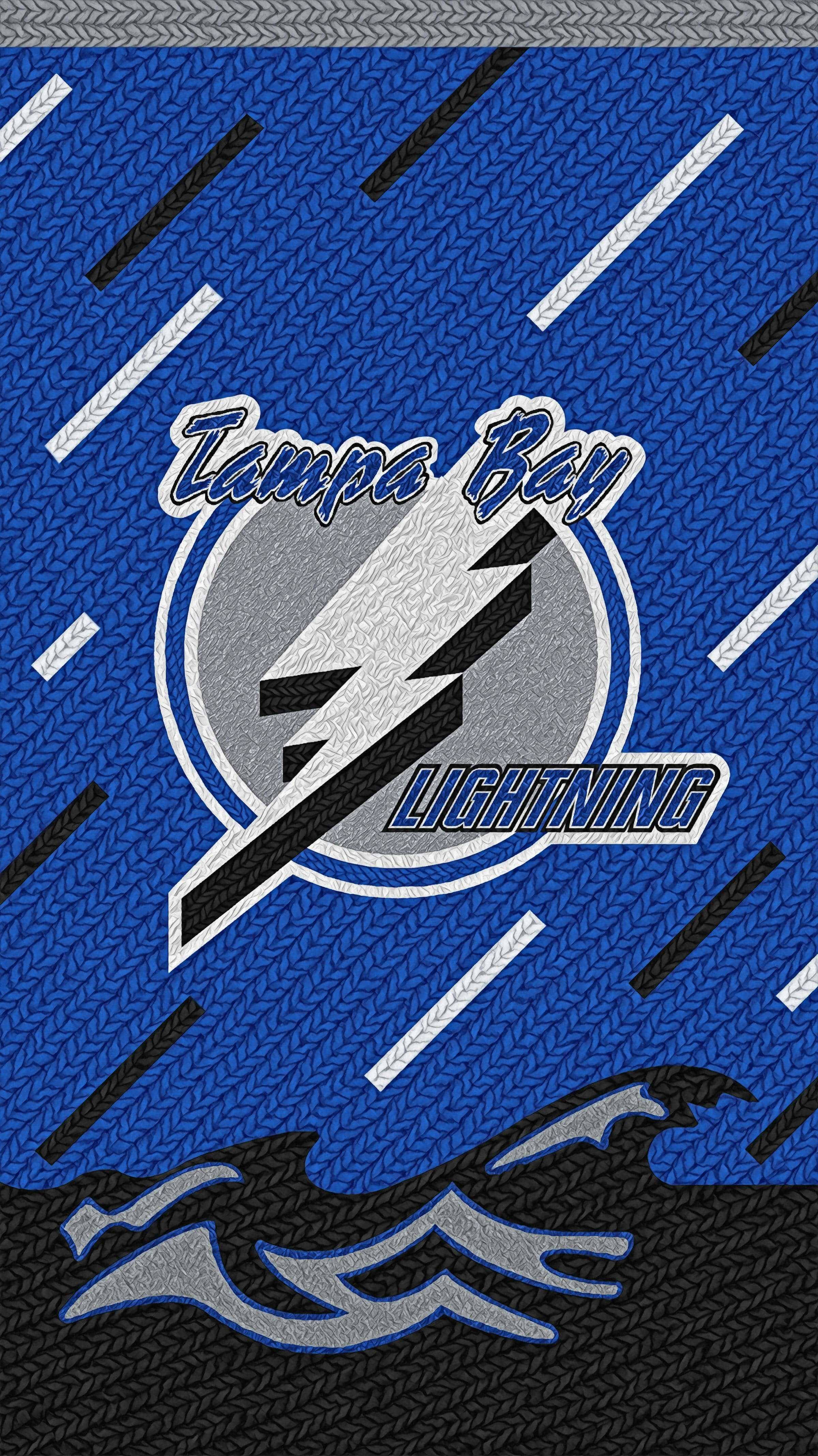 Tampa Bay Lightning, black waves, textured blue and black fabric, 4K Phone Wallpaper