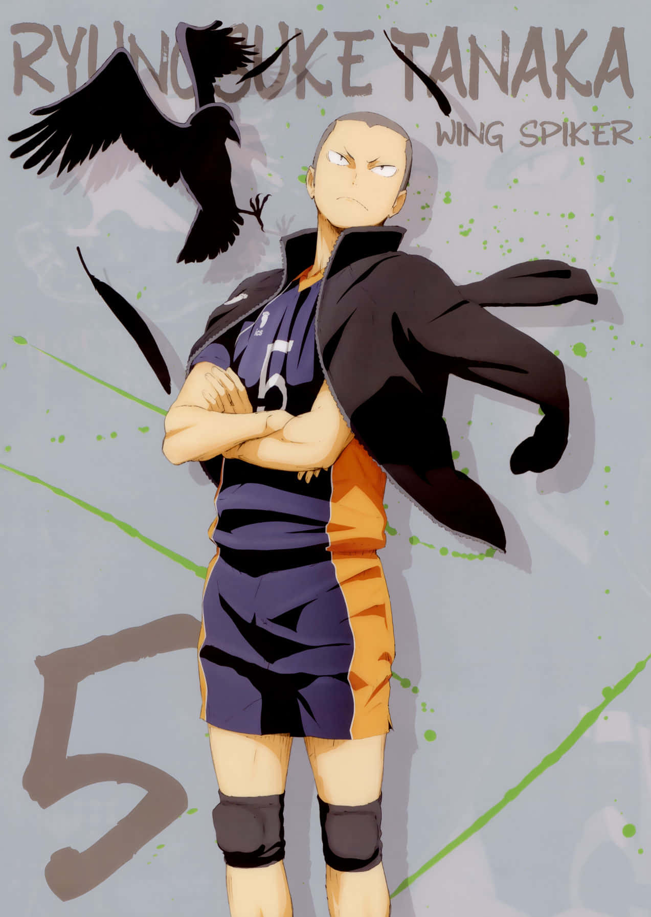 Tanaka Ryunosuke, purple and orange uniform, black crow, HD Phone Wallpaper