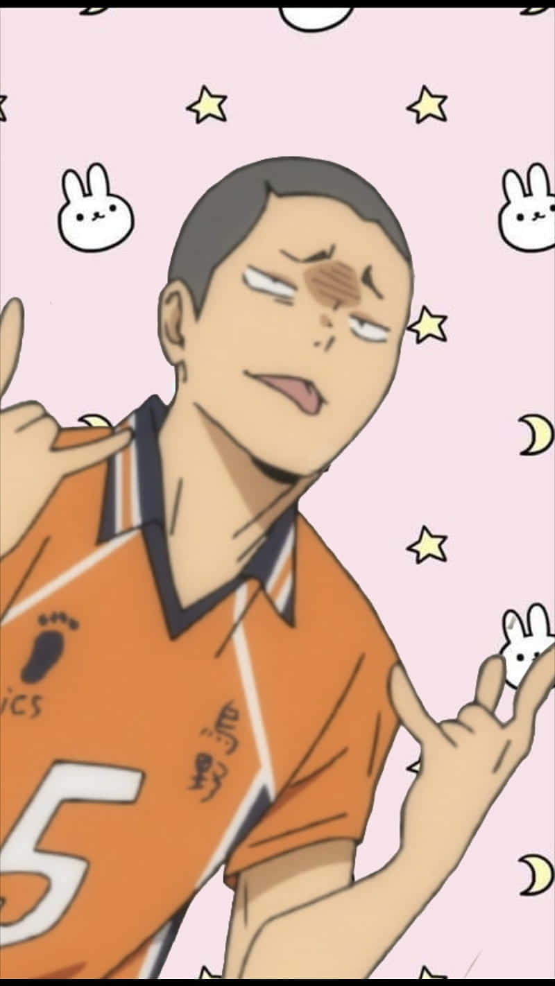 Tanaka Ryunosuke, orange jersey, pink background, HD Phone Wallpaper