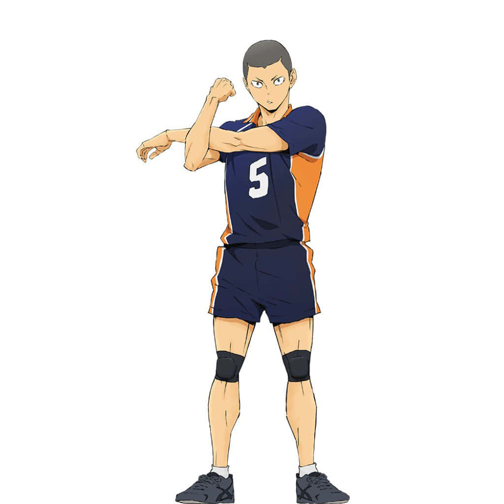 Tanaka Ryunosuke, blue and orange uniform, focused expression, SD Desktop Wallpaper
