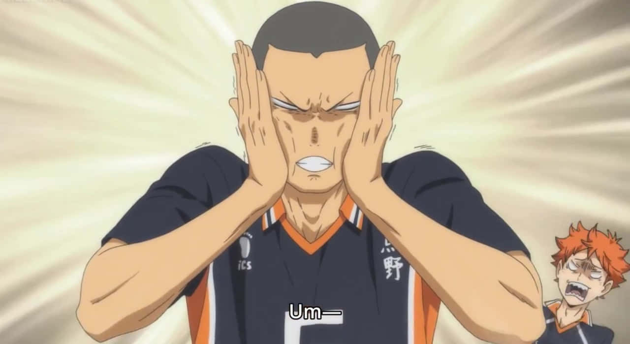 Tanaka Ryunosuke, anime volleyball player, covers his face in frustration, HD Desktop Wallpaper