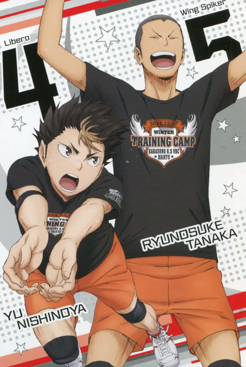 Tanaka Ryunosuke, black and orange uniforms, dynamic graphic background, SD Phone Wallpaper