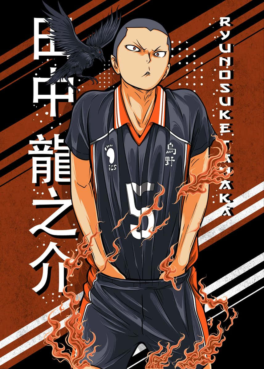 Tanaka Ryunosuke, volleyball uniform, crow, SD Phone Wallpaper