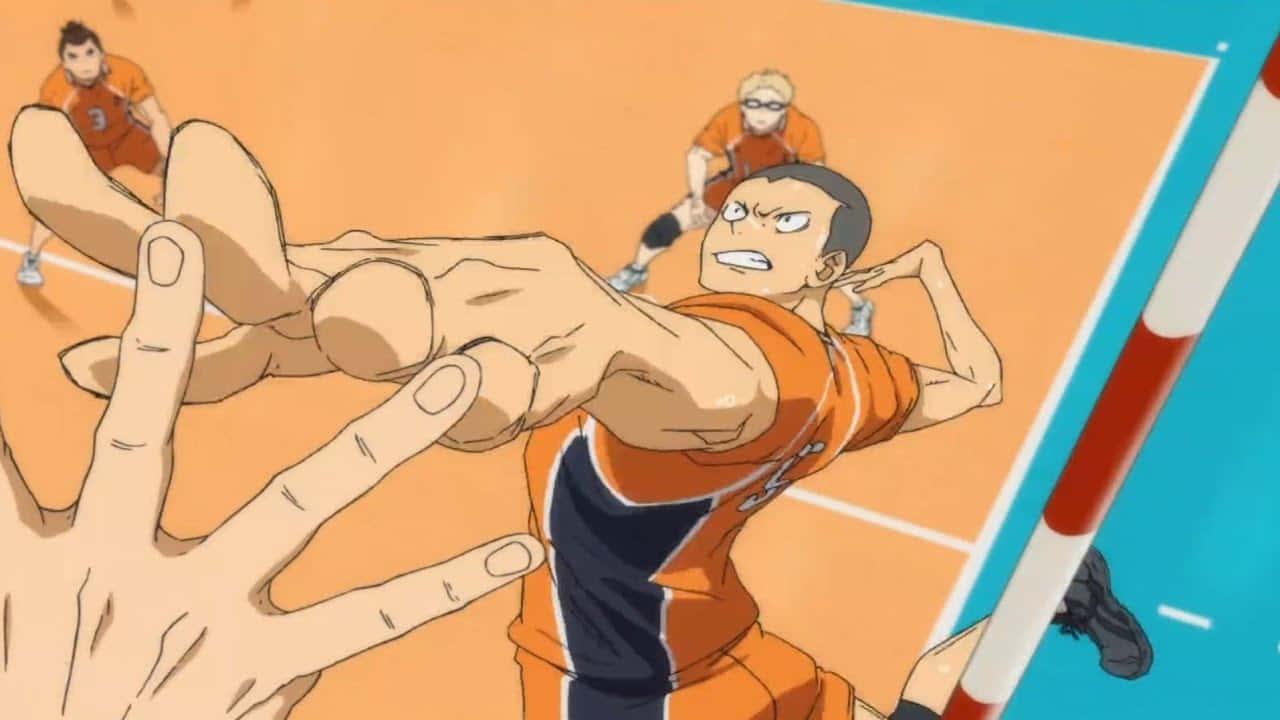 Tanaka Ryunosuke, orange jersey, volleyball, HD Desktop Wallpaper
