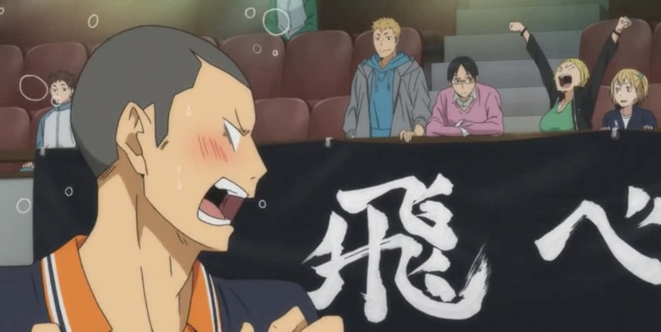 Tanaka Ryunosuke, anime volleyball player, black banner, HD Desktop Wallpaper