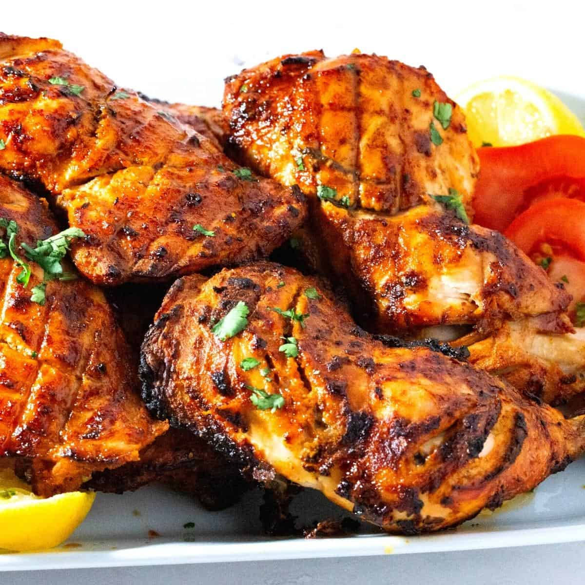 Tandoori Chicken, charred marks, fresh herbs, SD Desktop Wallpaper