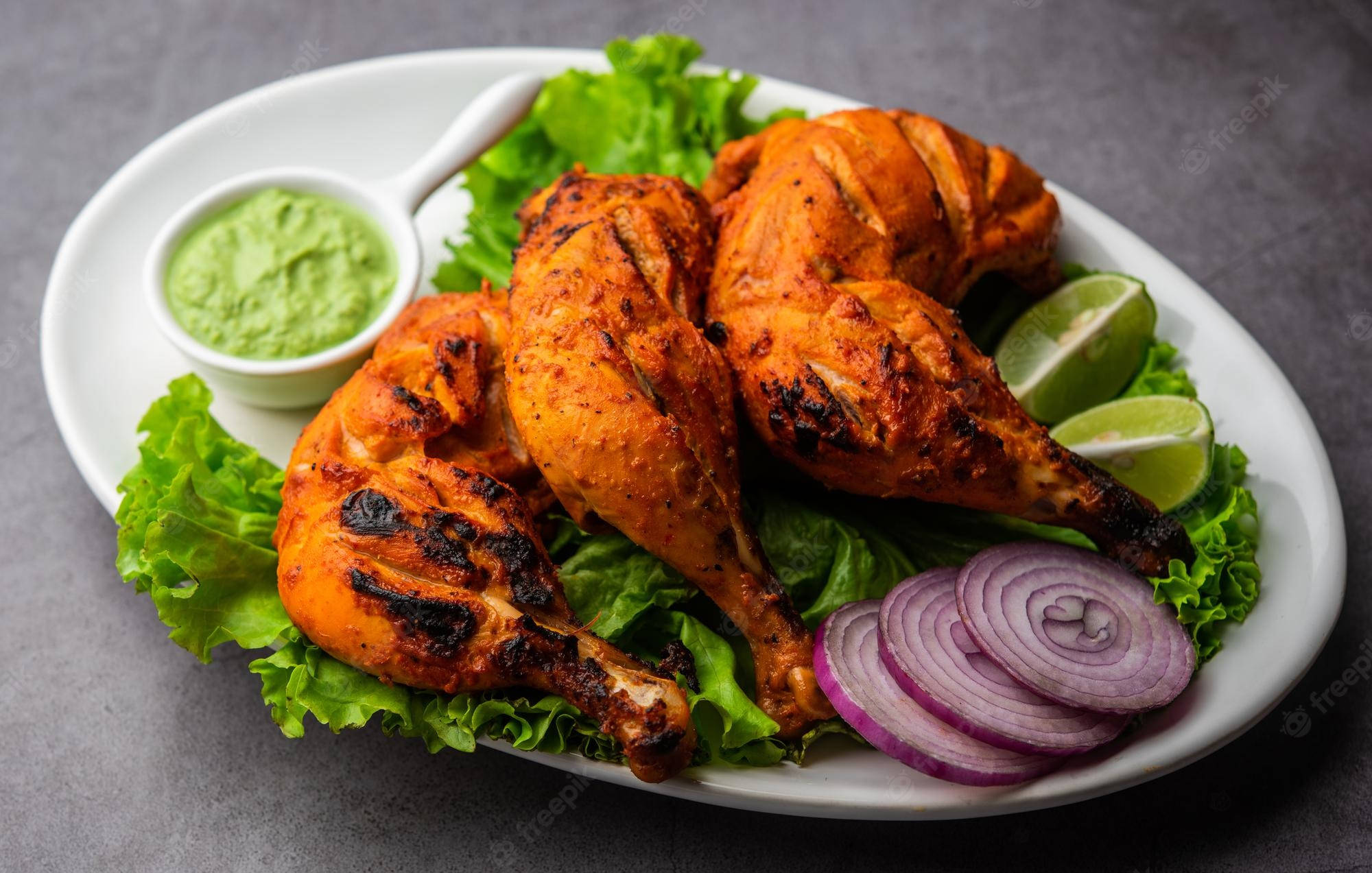 Tandoori Chicken, wasabi, charred skin, Full HD Desktop Wallpaper