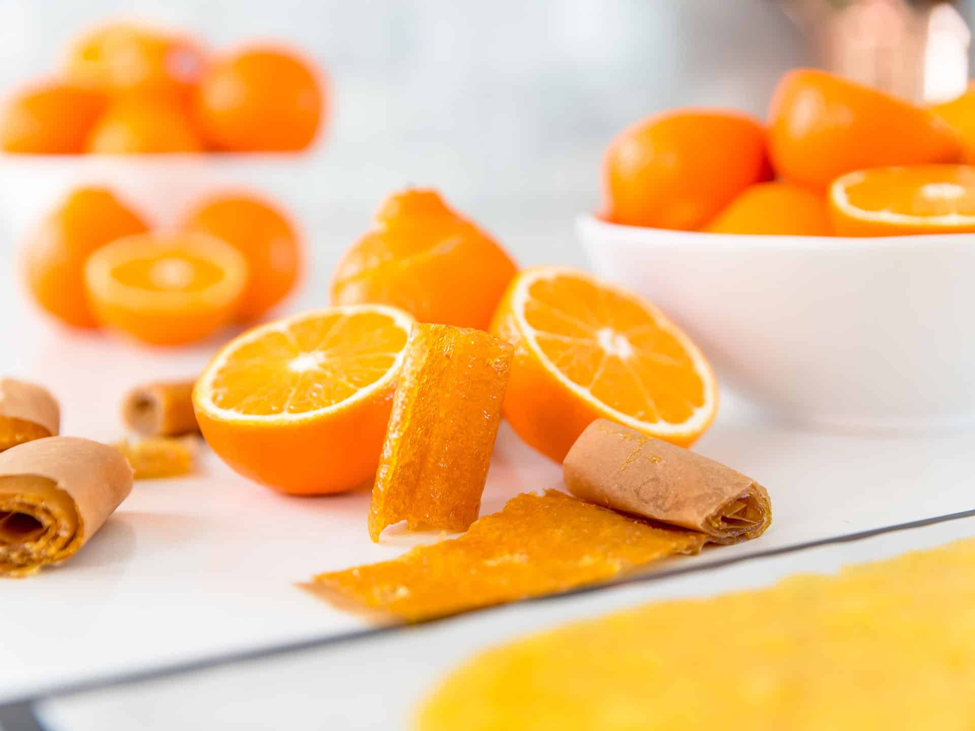 Tangelo, orange halves, peel strips, Full HD Desktop Wallpaper