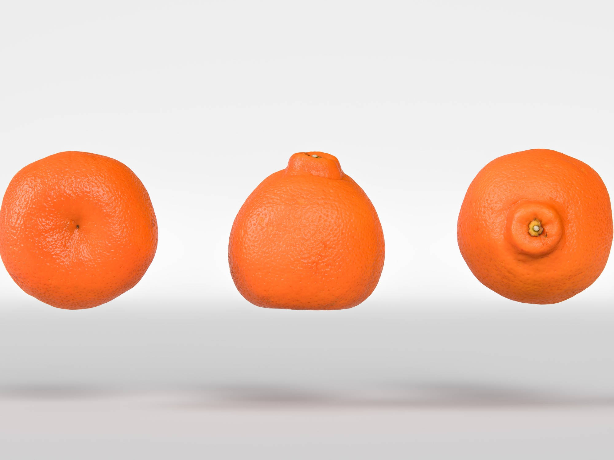 tangelo, three floating tangelo fruits, vibrant oranges, Full HD Desktop Wallpaper