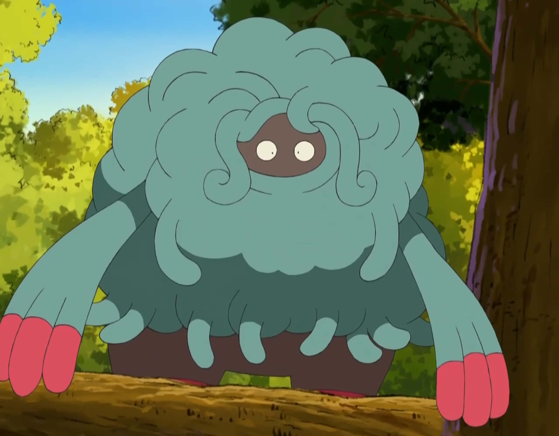 Tangrowth, fluffy teal Pokémon, one eye, Full HD Desktop Wallpaper