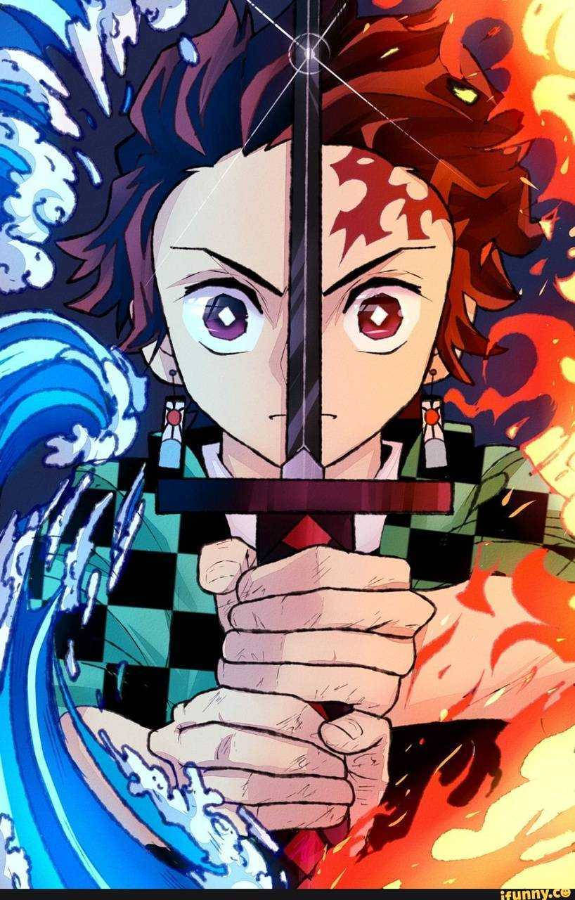 Tanjiro Aesthetic, sword, water elements, HD Phone Wallpaper