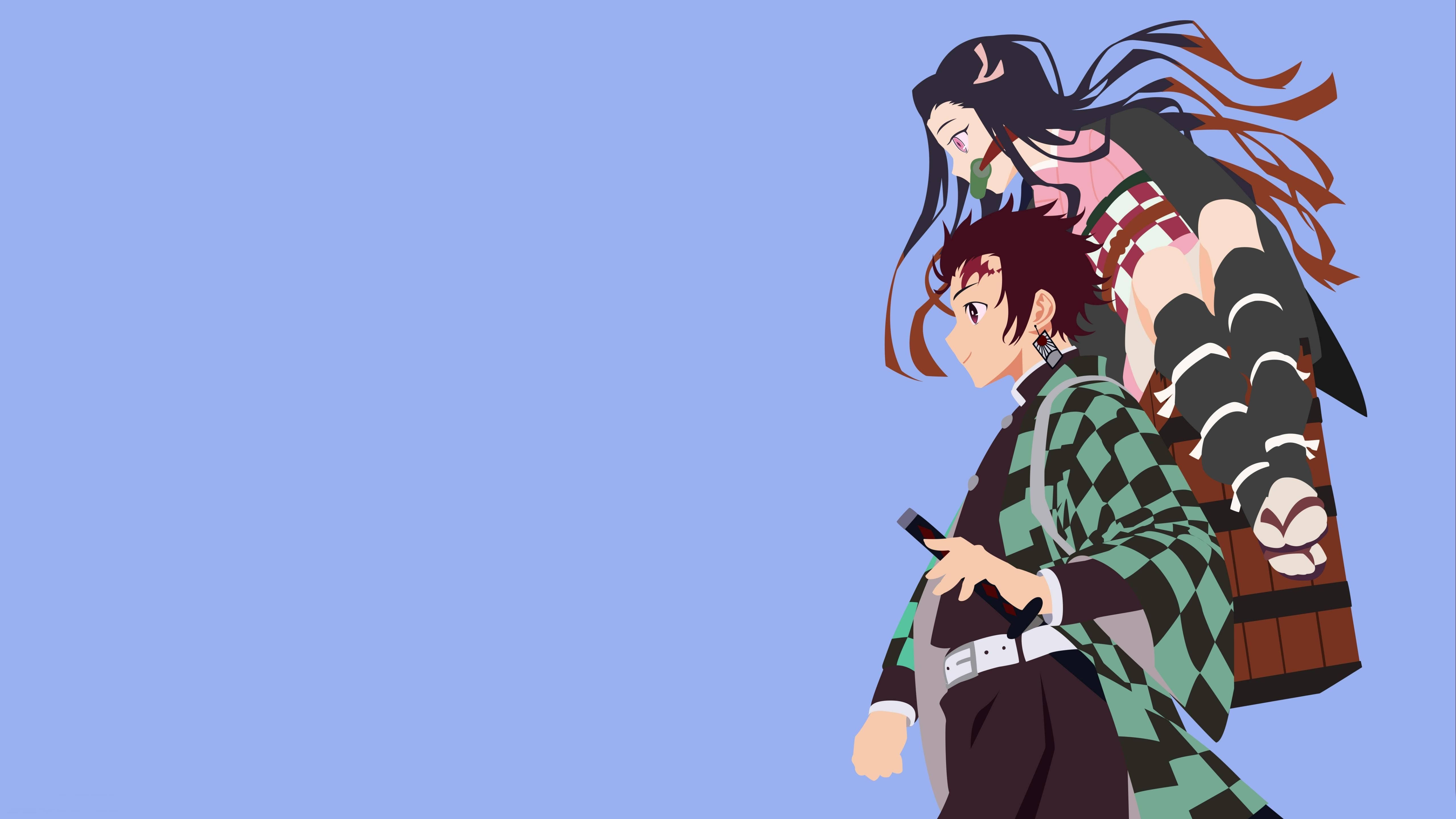 Tanjiro, Nezuko, traditional attire, 5K Desktop Wallpaper