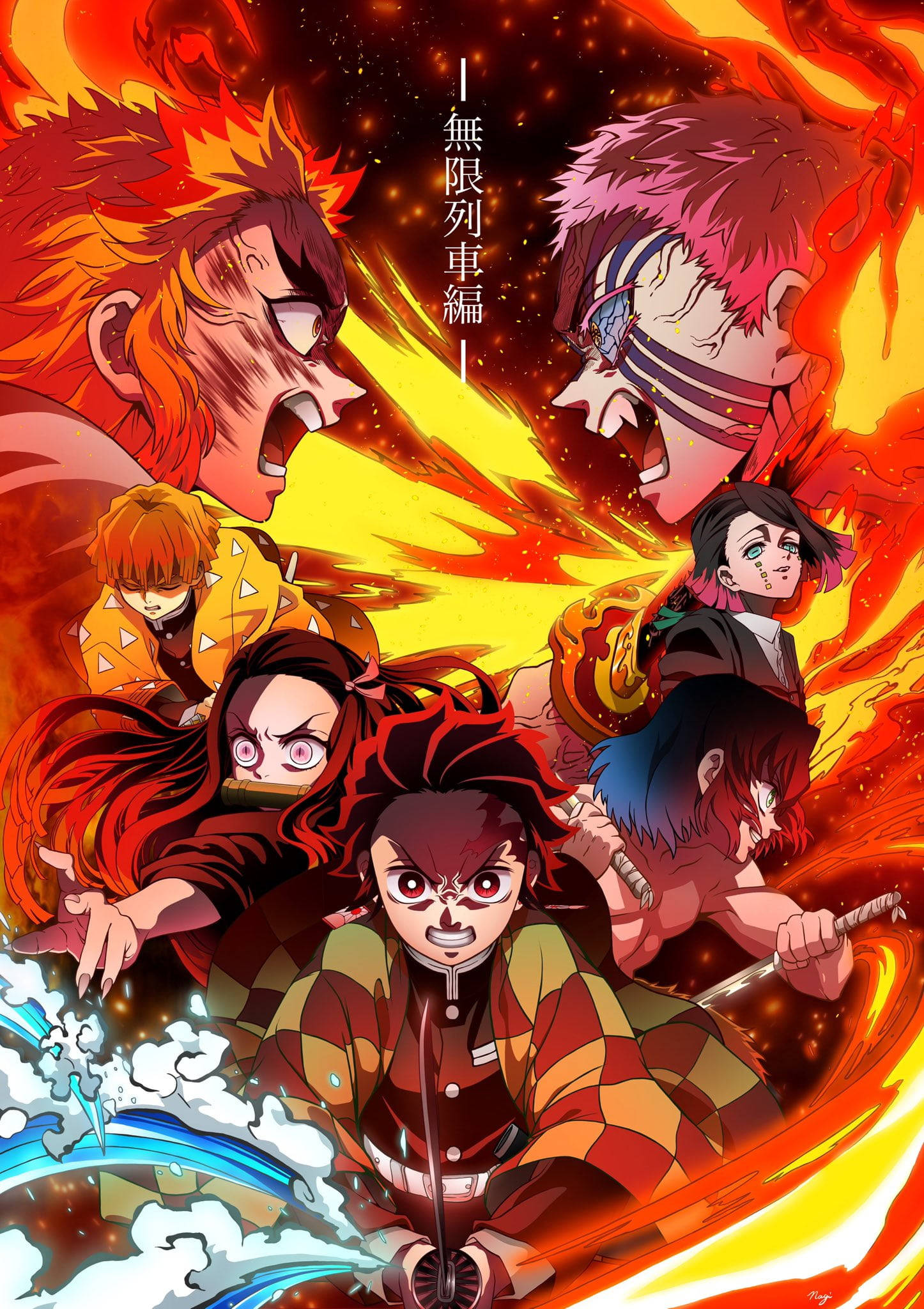 Tanjiro, Nezuko, anime characters, Full HD Phone Wallpaper