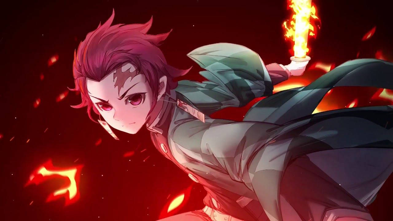 Tanjiro Kamado, fiery red hair, glowing eyes, HD Desktop Wallpaper