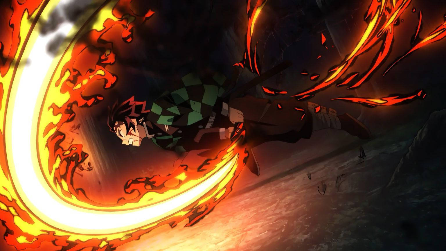 Tanjiro Kamado, fire, anime warrior, HD Desktop Wallpaper