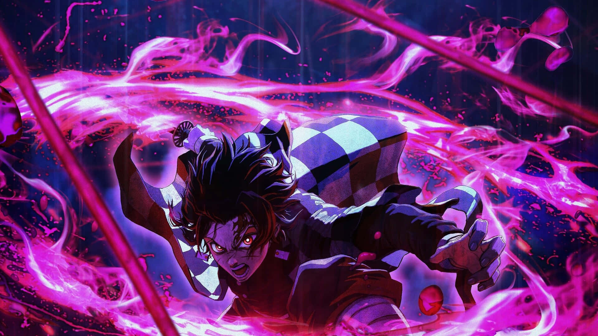 Tanjiro Kamado, anime, purple, Full HD Desktop Wallpaper