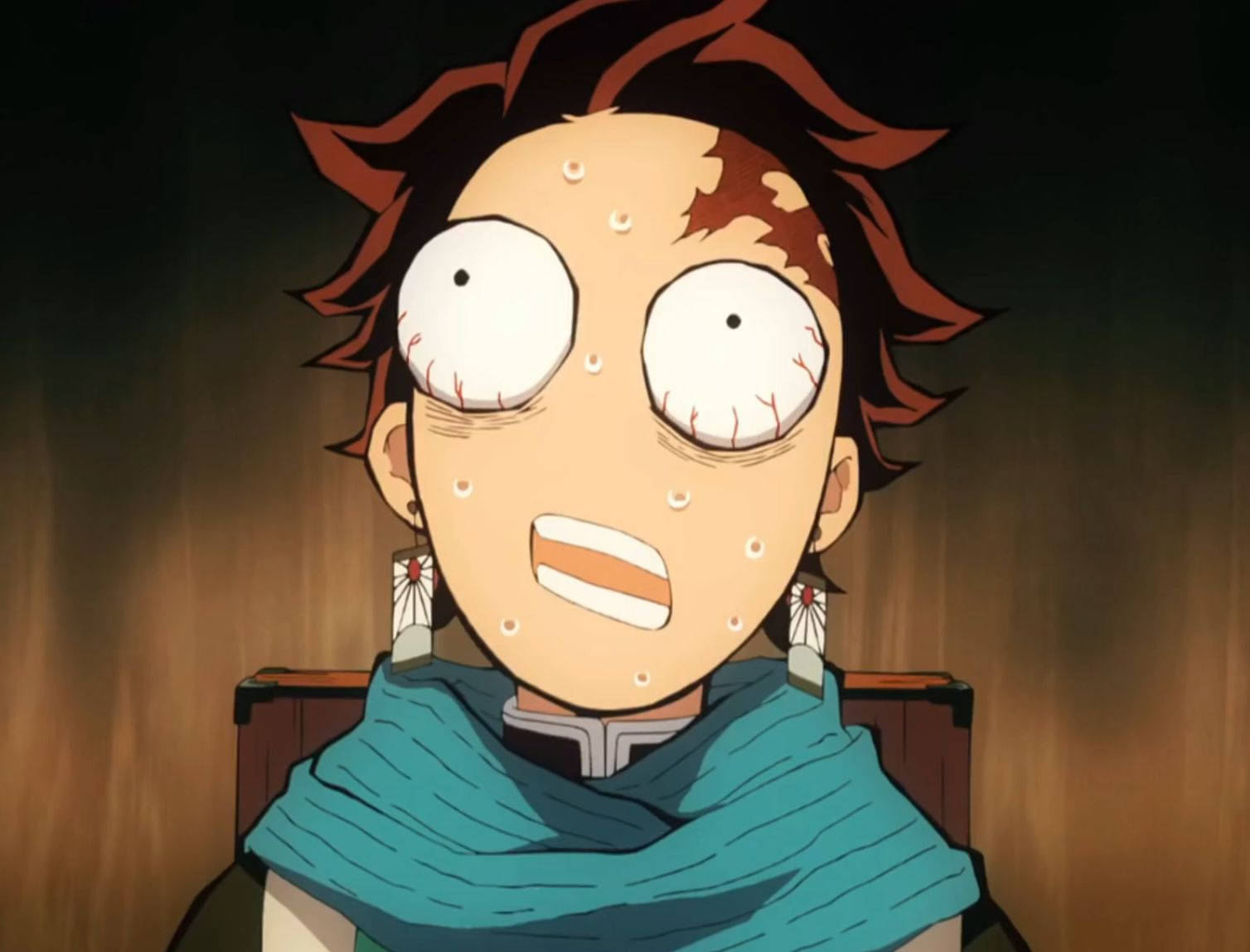 Tanjiro Kamado, spiky brown hair, wide eyes, HD Desktop Wallpaper