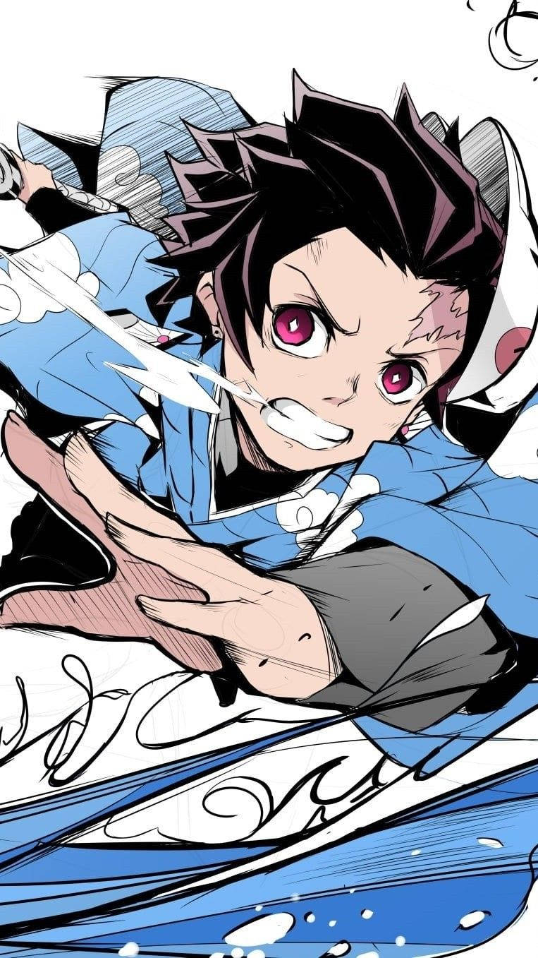 Tanjiro Kamado, blue, white, HD Phone Wallpaper