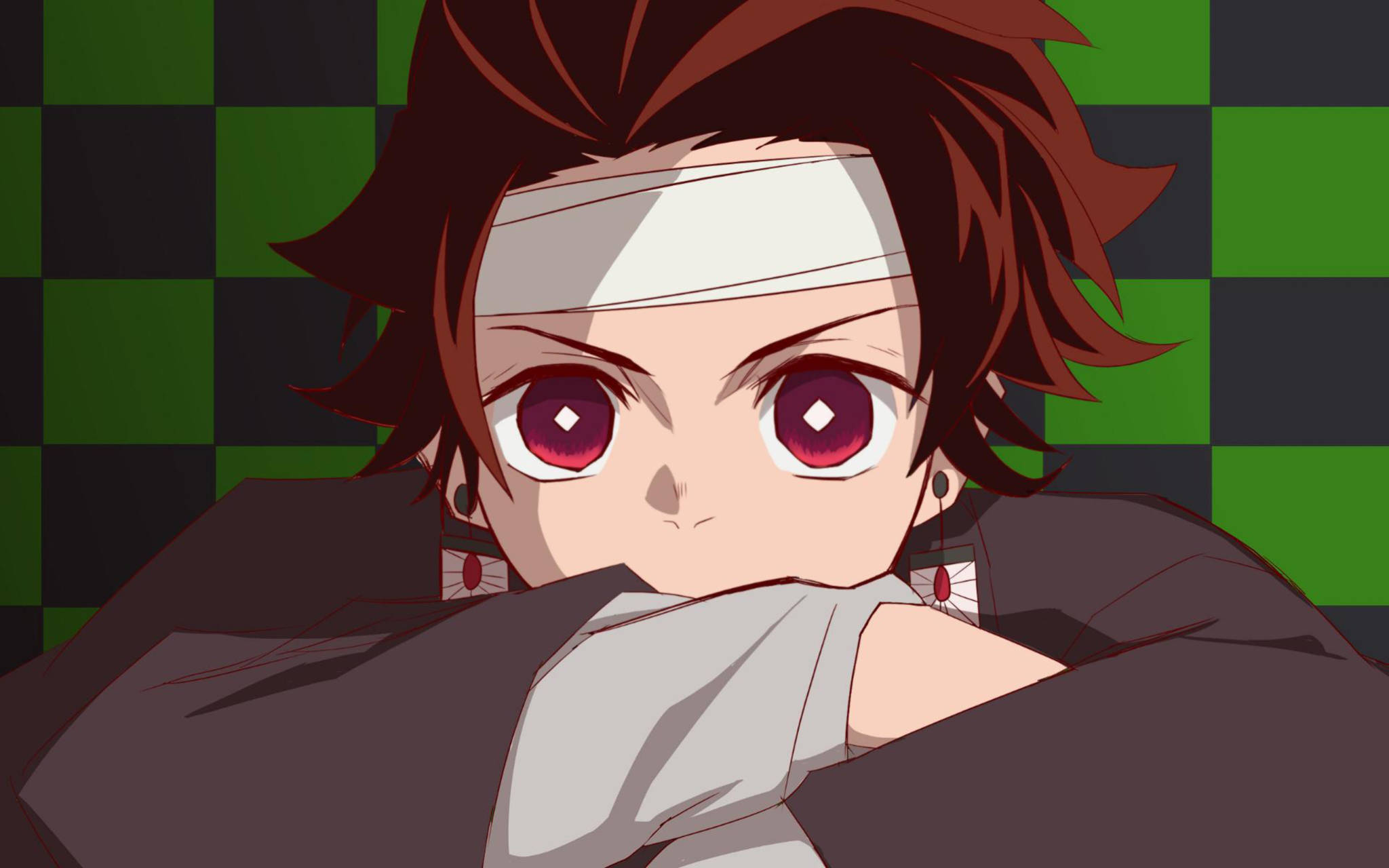 Tanjiro, red eyes, headband, Full HD Desktop Wallpaper