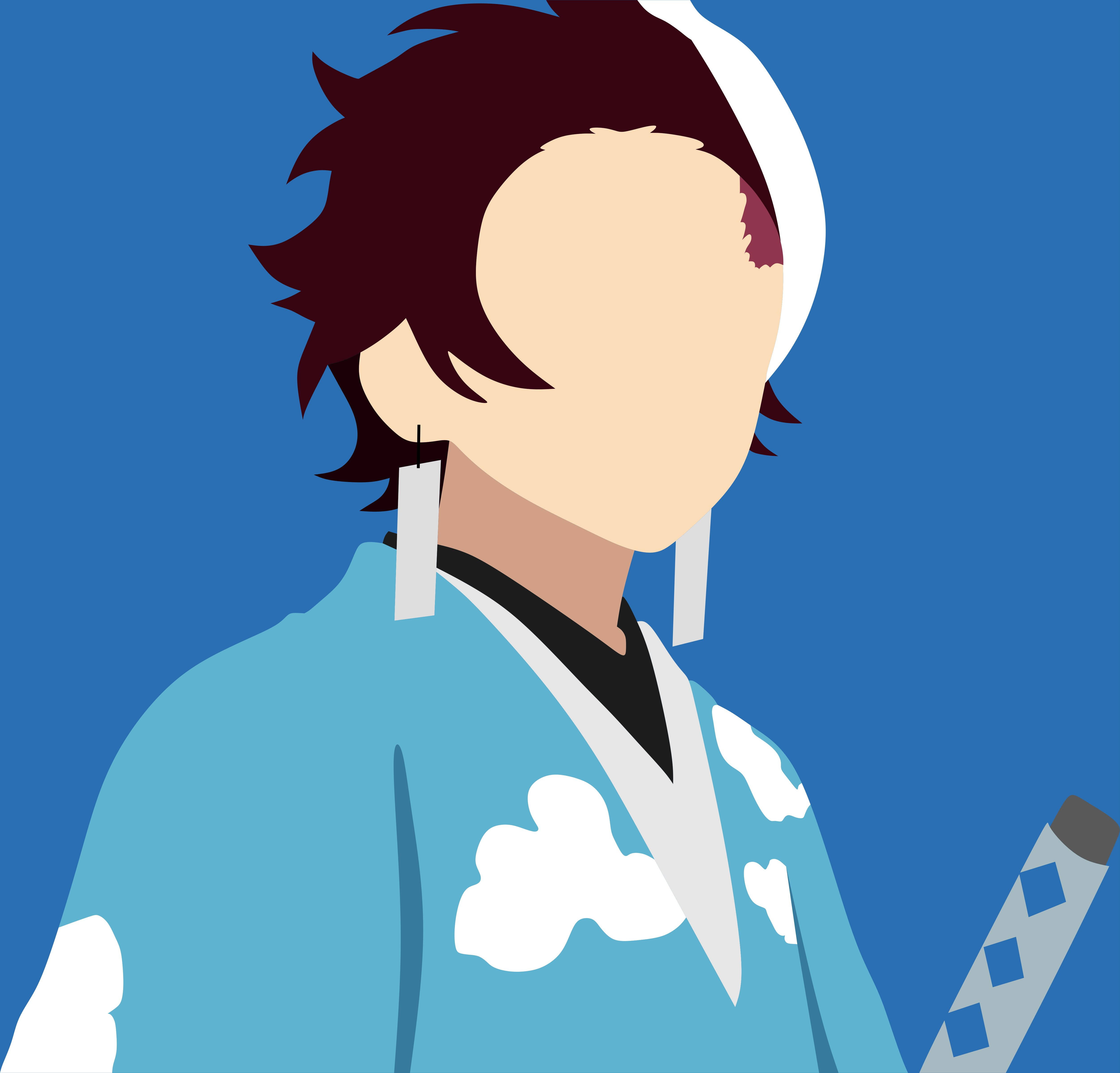 Tanjiro, blue kimono, white cloud pattern, 4K Desktop Wallpaper