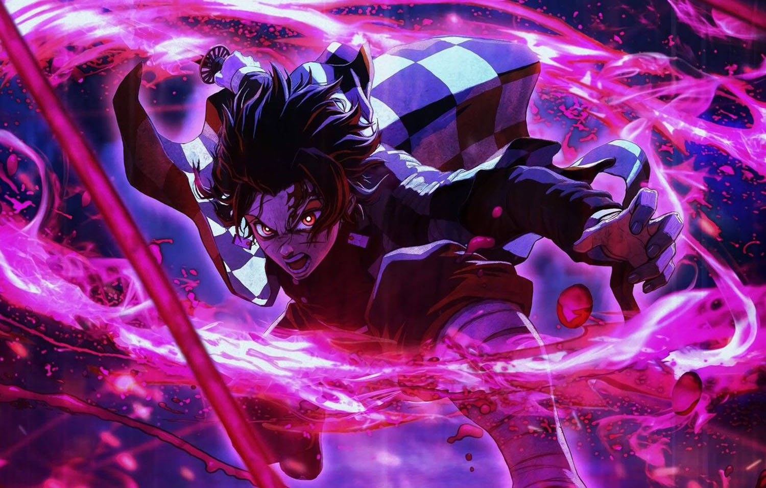 Tanjiro, blood demon art, glowing red eyes, HD Desktop Wallpaper
