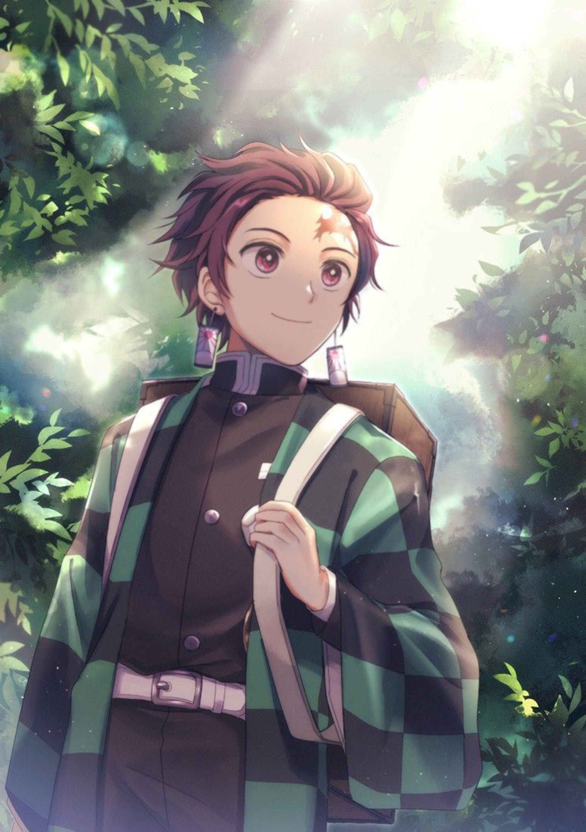 Tanjiro, PFP, green checkered kimono, 2K Phone Wallpaper