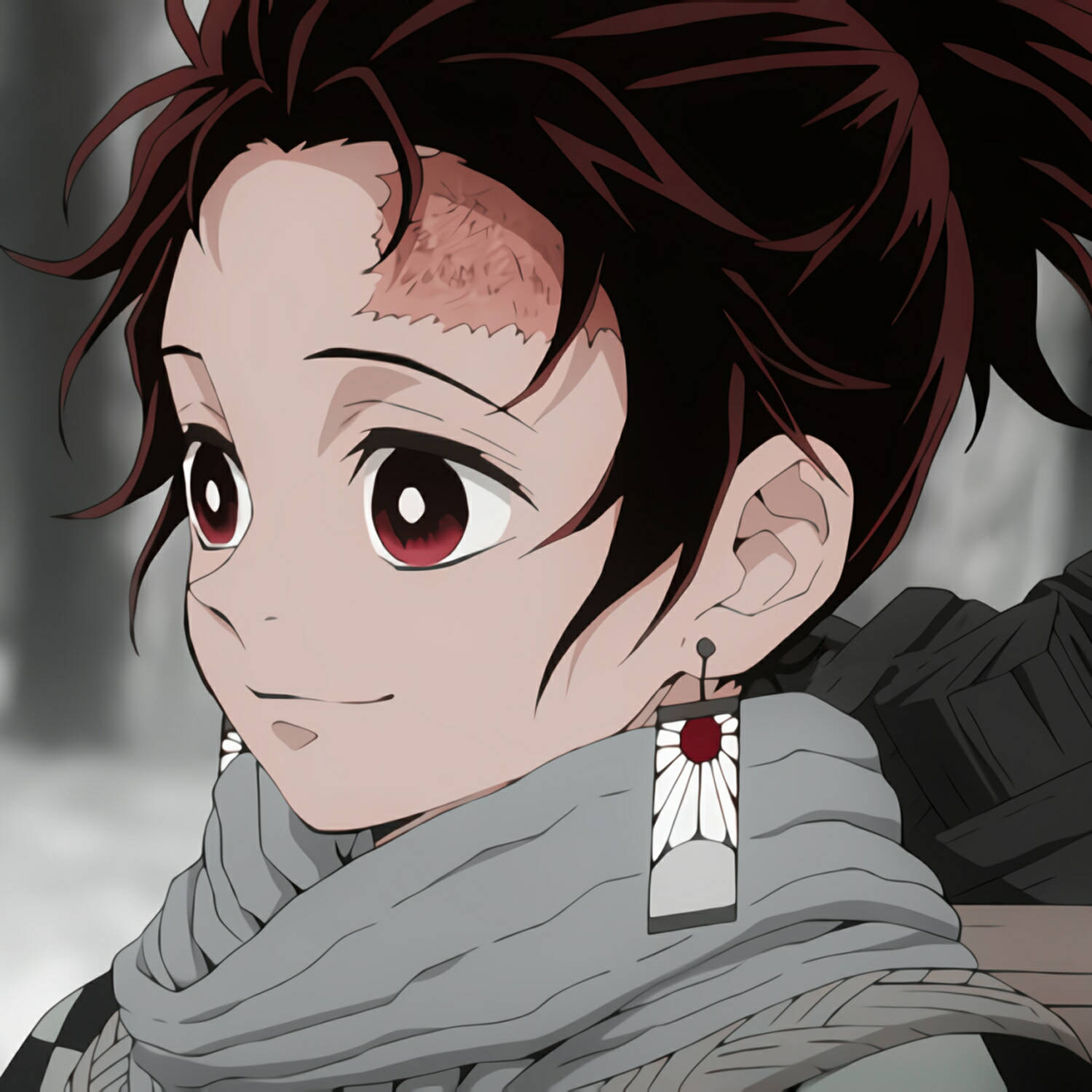 Tanjiro, PFP, red eyes, HD Desktop Wallpaper