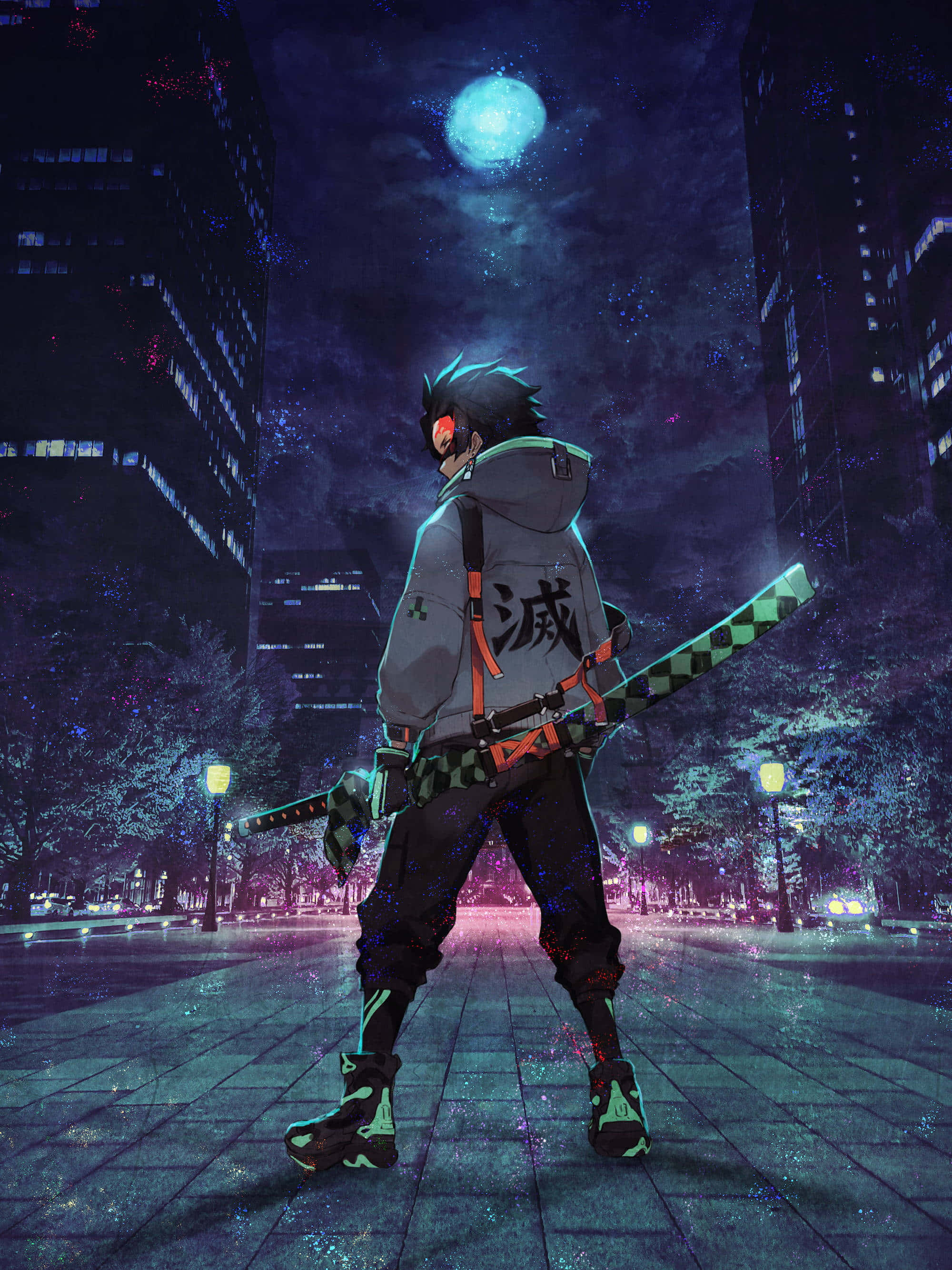 Tanjiro, anime warrior, sword, 2K Phone Wallpaper