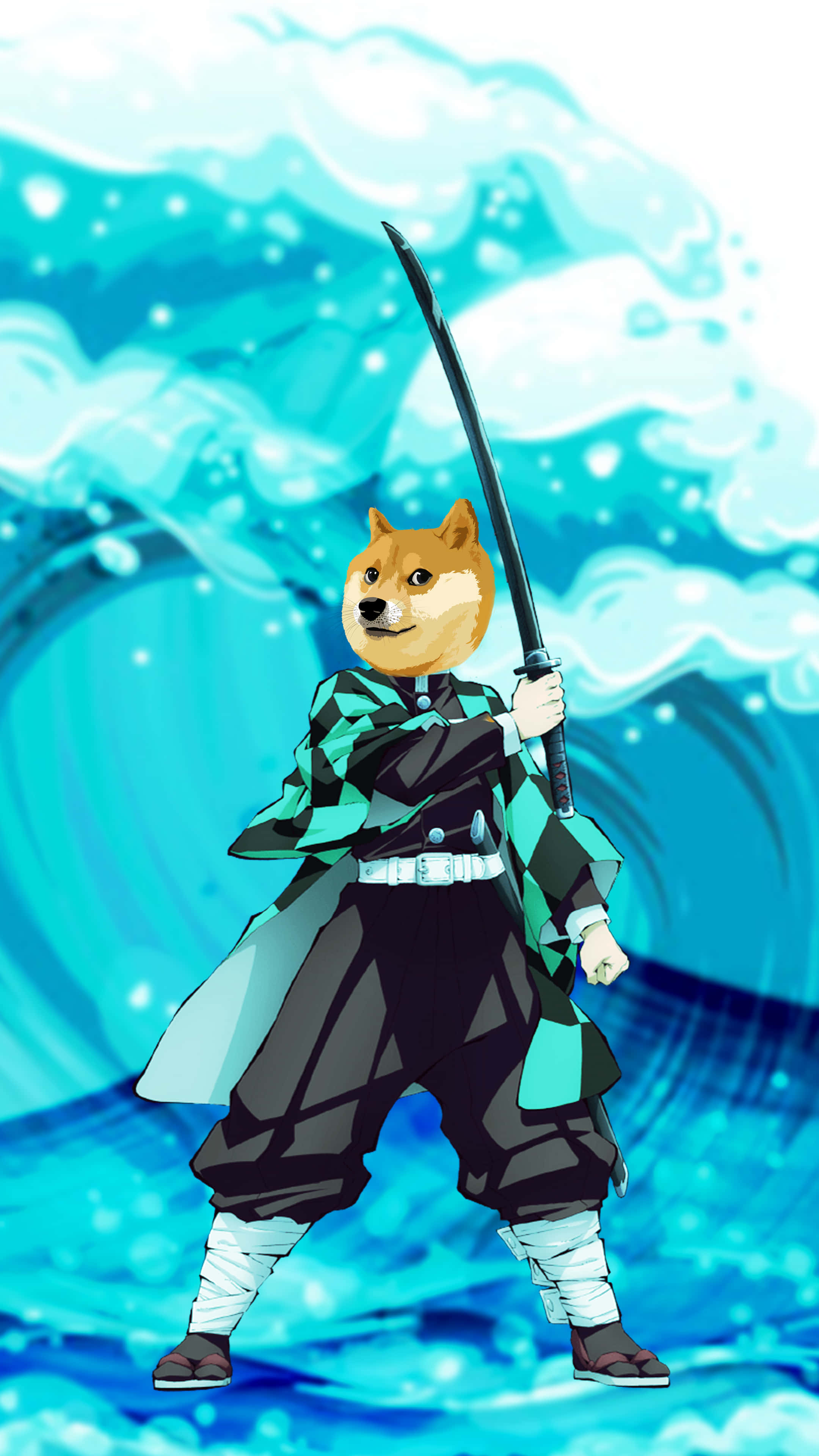 Tanjiro, doge, samurai, 4K Phone Wallpaper