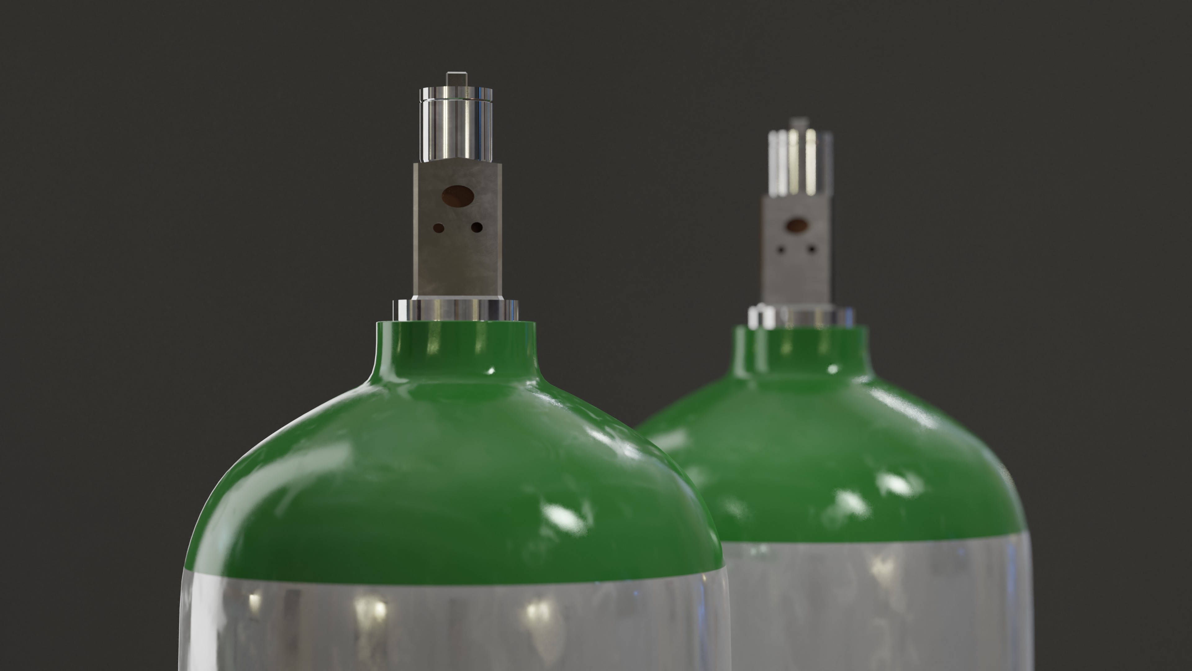 green, silver, oxygen tanks, 4K Desktop Wallpaper