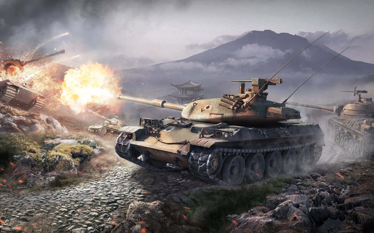 1440x900, Tanks, explosions, HD Desktop Wallpaper