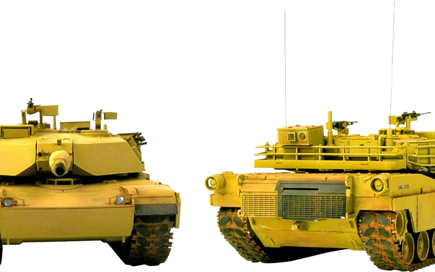 yellow military tanks, profile, stark white background, HD Desktop Wallpaper