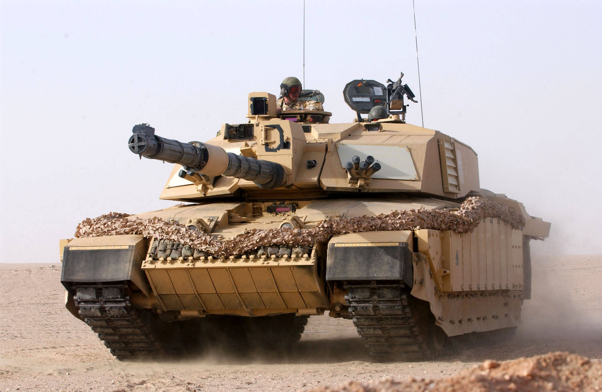 brown smoking military tank, tan armored tank, soldier on top, Full HD Desktop Wallpaper