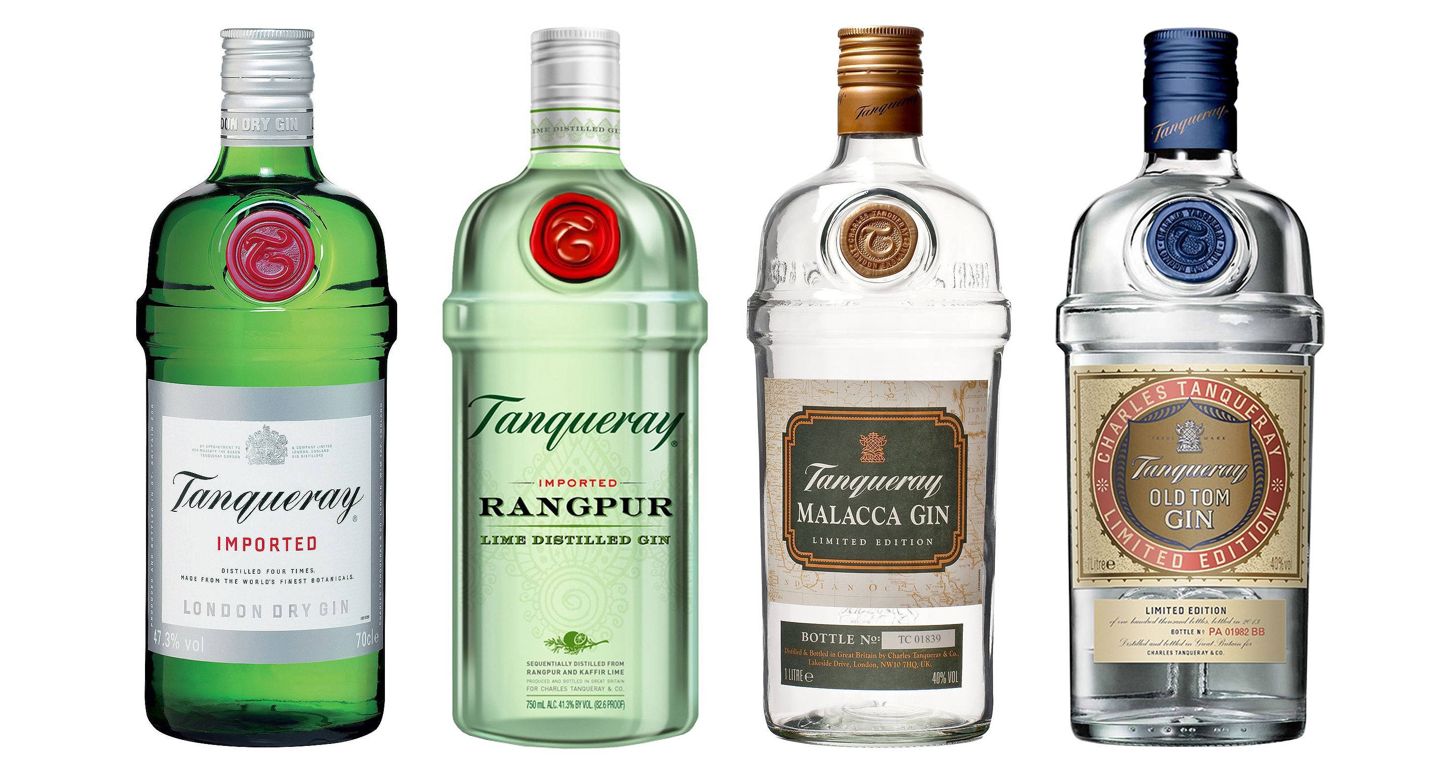 Tanqueray Gin, bottles, glass colors, 2K Desktop Wallpaper
