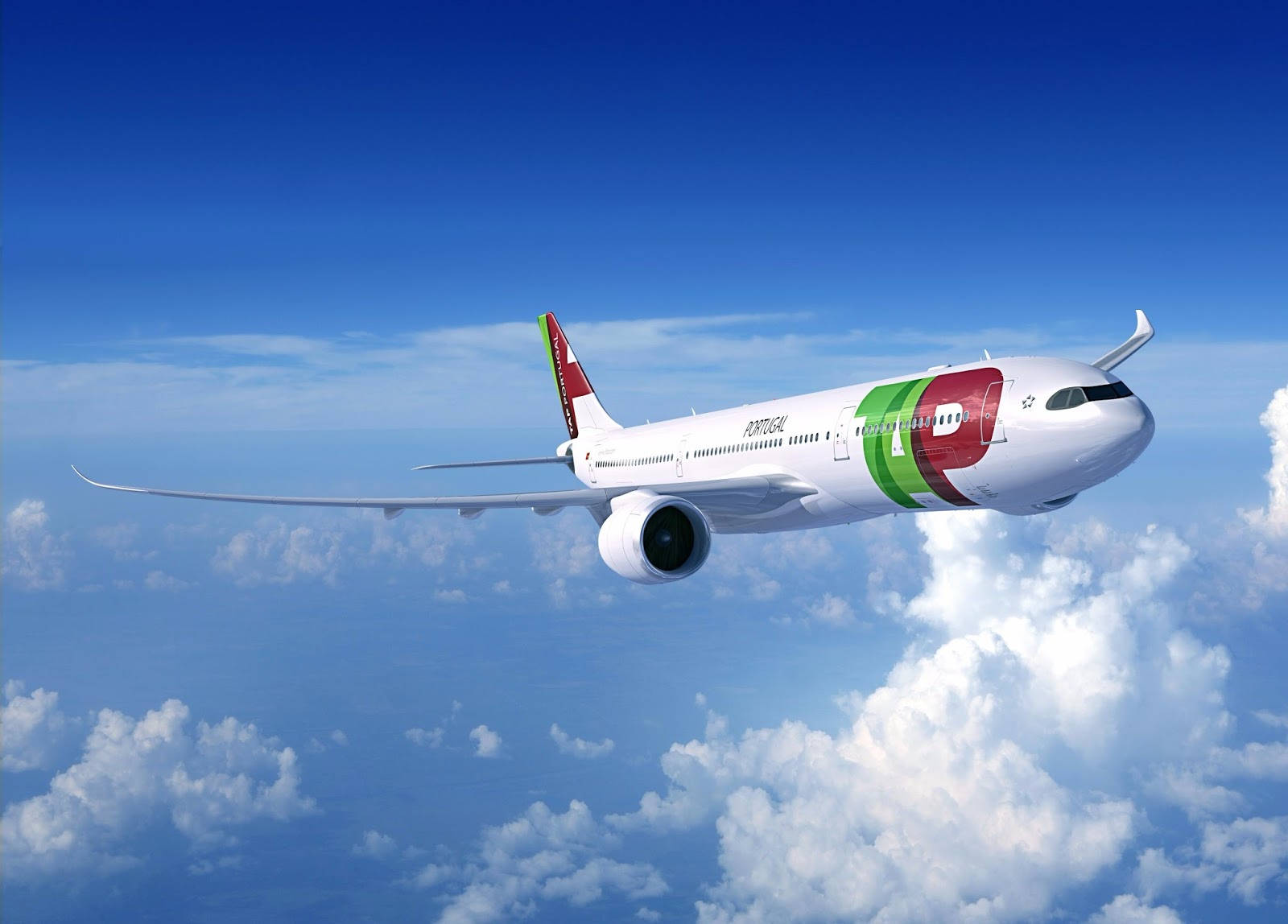 TAP Portugal, Red Green, airplane, HD Desktop Wallpaper