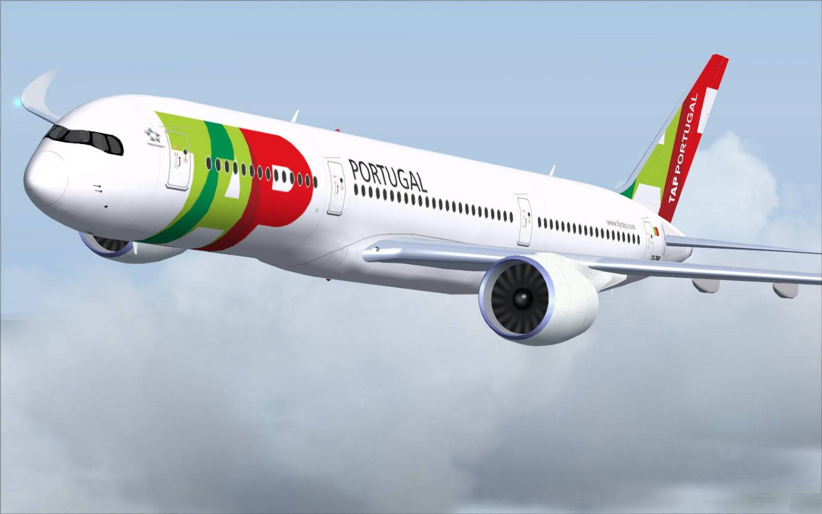 TAP Portugal, airplane, soft cloudy sky, HD Desktop Wallpaper