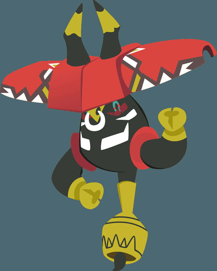 Tapu Bulu, red crab-like shell, yellow accents, SD Phone Wallpaper